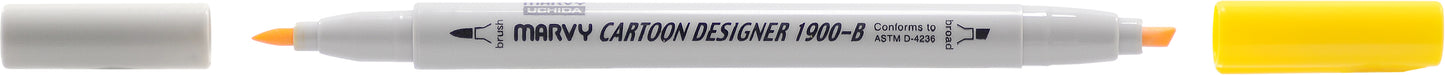 MARCADOR MARVY CARTOON DESIGNER PONTA DUPLA AMARELO 5
