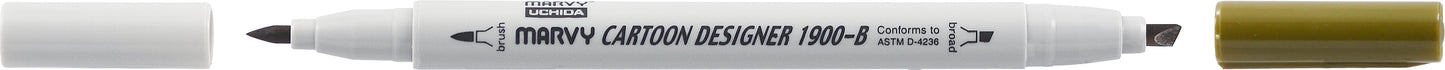 MARCADOR MARVY CARTOON DESIGNER PONTA DUPLA MARROM OLIVA 27