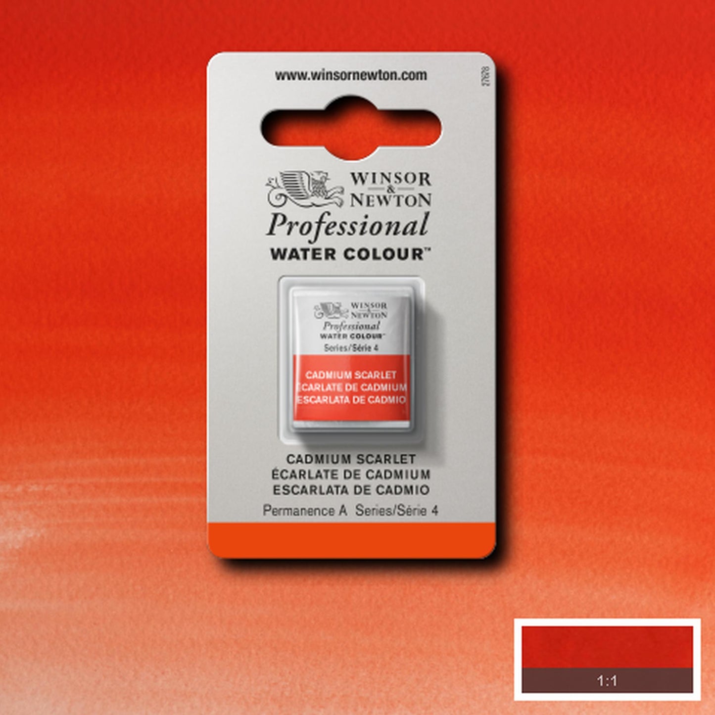 AQUARELA WINSOR NEWTON ARTISTS H PAN 106 CADMIUM SCARLET S4
