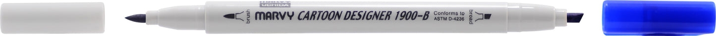 MARCADOR MARVY CARTOON DESIGNER PONTA DUPLA AZUL 3