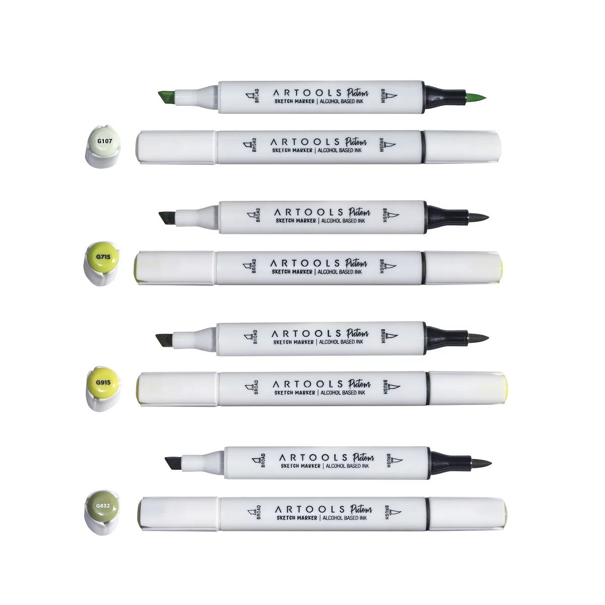 ESTOJO MARCADOR ARTOOLS PICTOM DUPLO C/ 04 VERDES CITRICOS