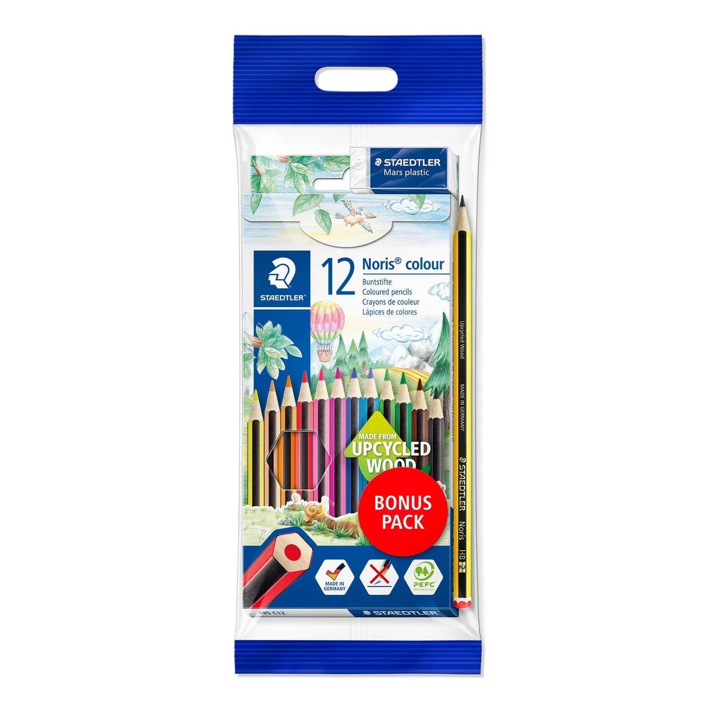 LAPIS COR STAEDTLER NORIS 12 CORES + LAPIS + BORRACHA