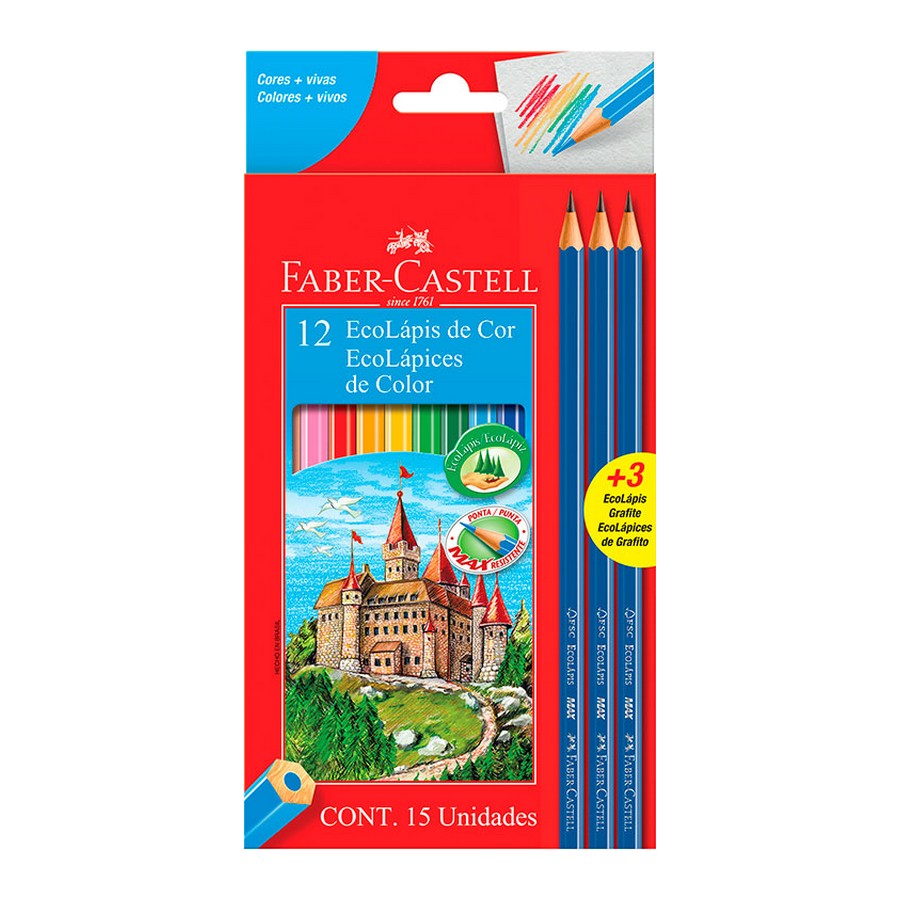 LAPIS COR FABER 12 CORES + 03 LAPIS GRAFITE