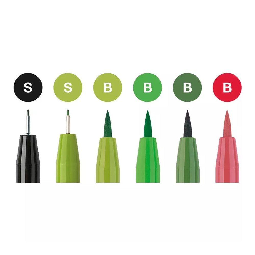 CANETA FABER CASTELL PITT 06 BRUSH SHADES OF GREEN 267117