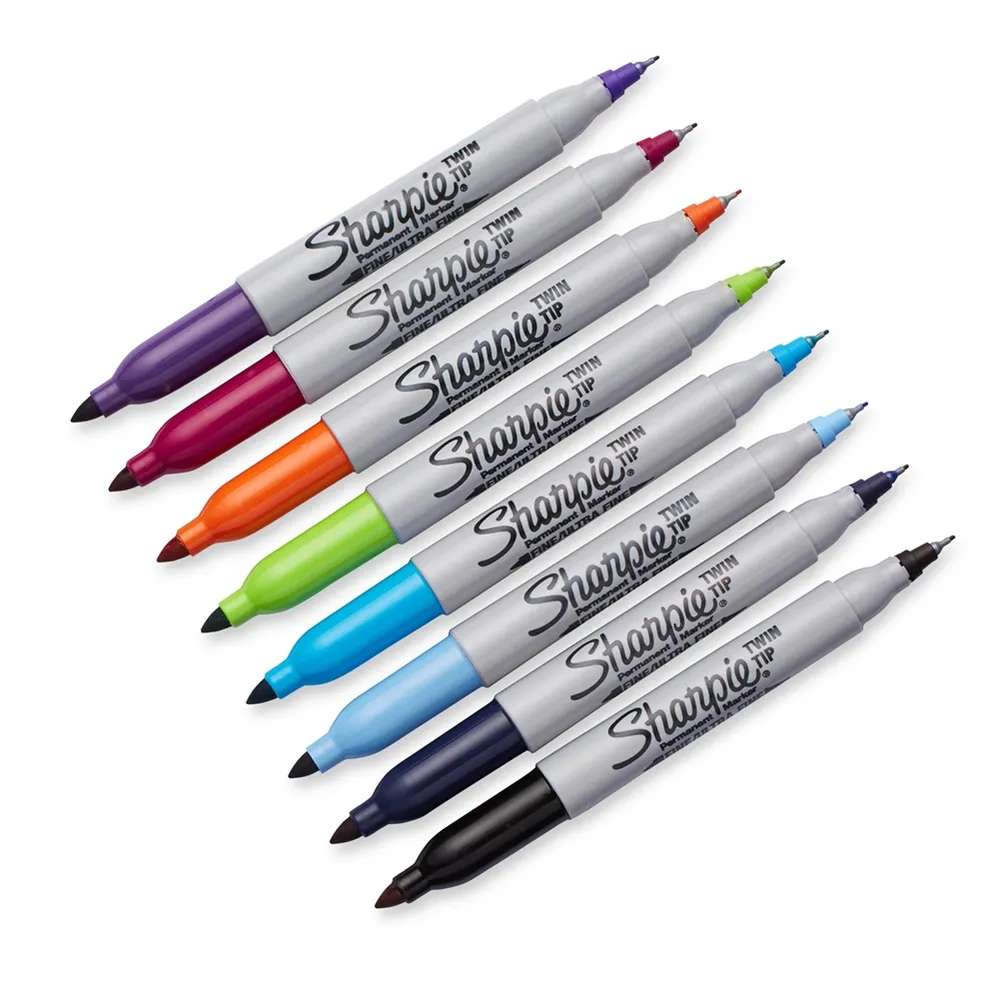MARCADOR PERMANENTE SHARPIE TWIN TIP PONTA DUPLA C/ 08 UN