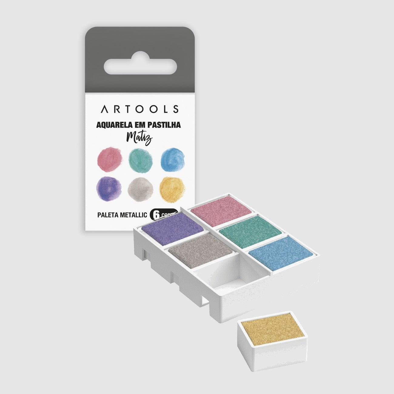 AQUARELA ARTOOLS MATIZ 06 CORES METALLIC HALF PAN
