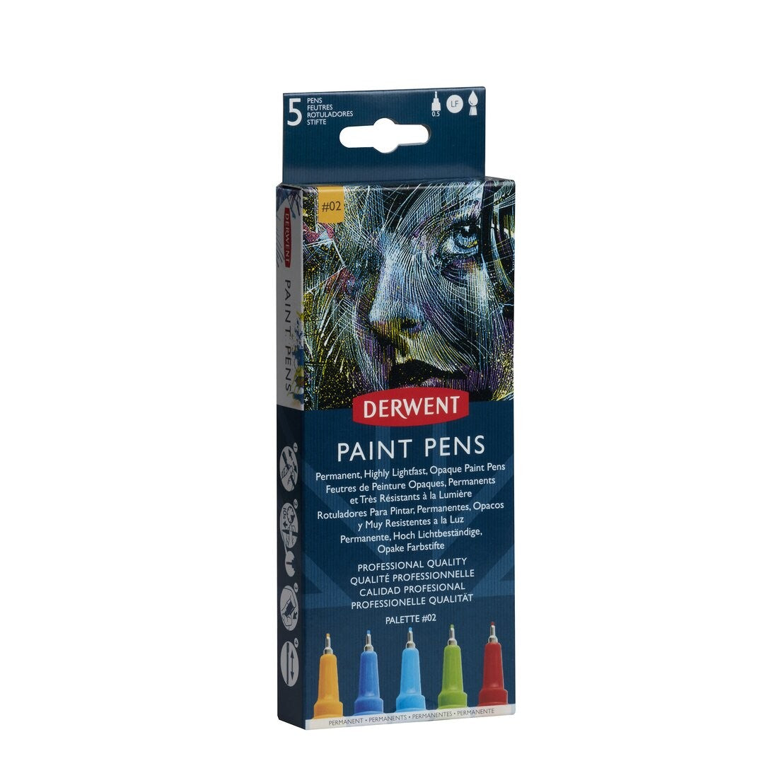 CANETA DERWENT PAINT PEN 0,5MM C/ 05 PALETTE 02