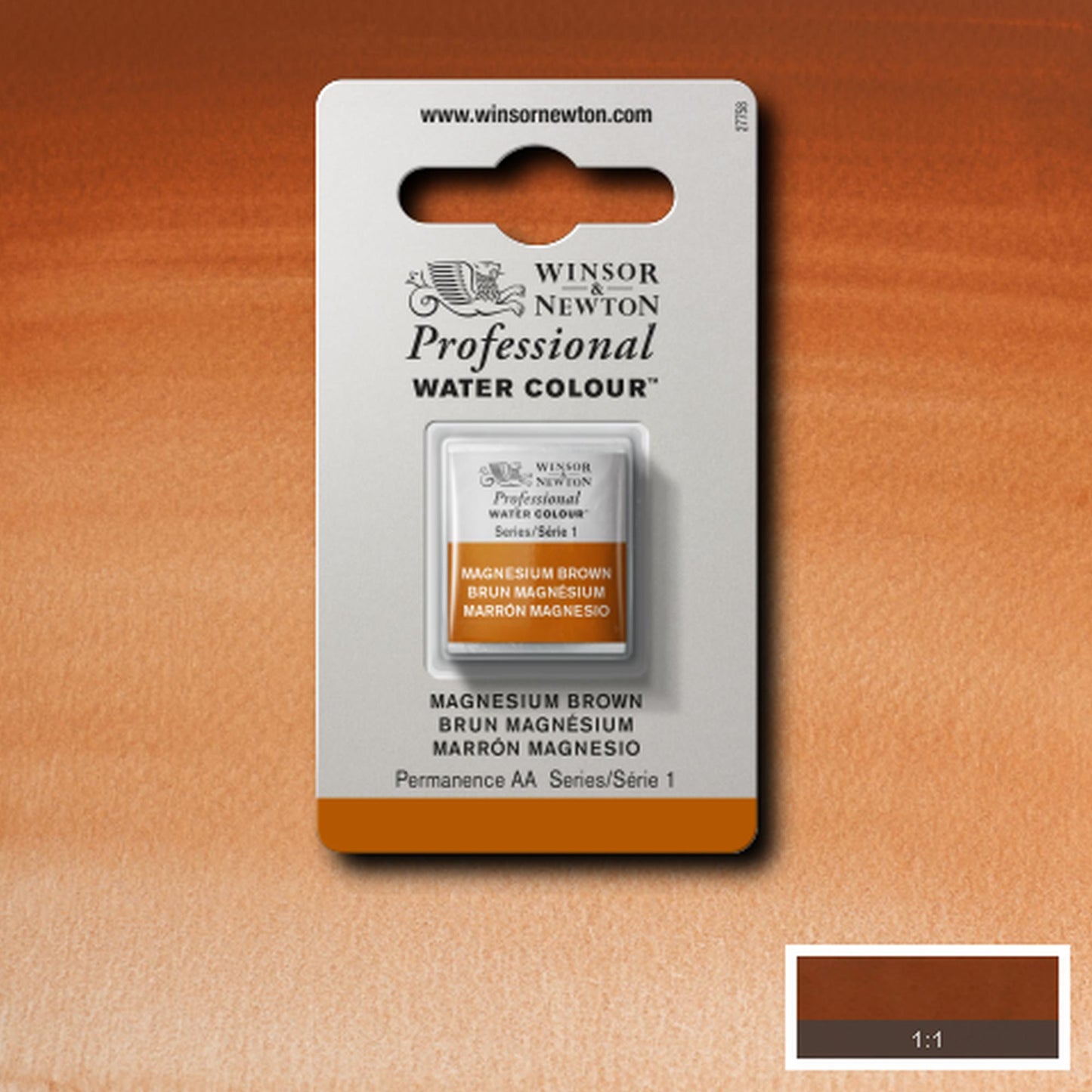 AQUARELA WINSOR NEWTON ARTISTS H PAN 381 MAGNESIUM BROWN S1