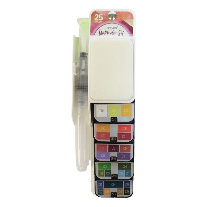 ESTOJO AQUARELA PASTILHAS 25 CORES SINOART WATERCOLOUR SET