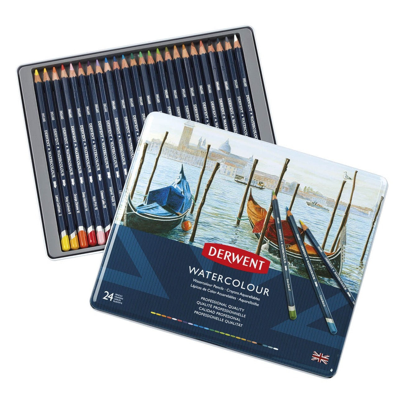 ESTOJO LAPIS AQUARELAVEL DERWENT WATERCOLOUR 24 CORES