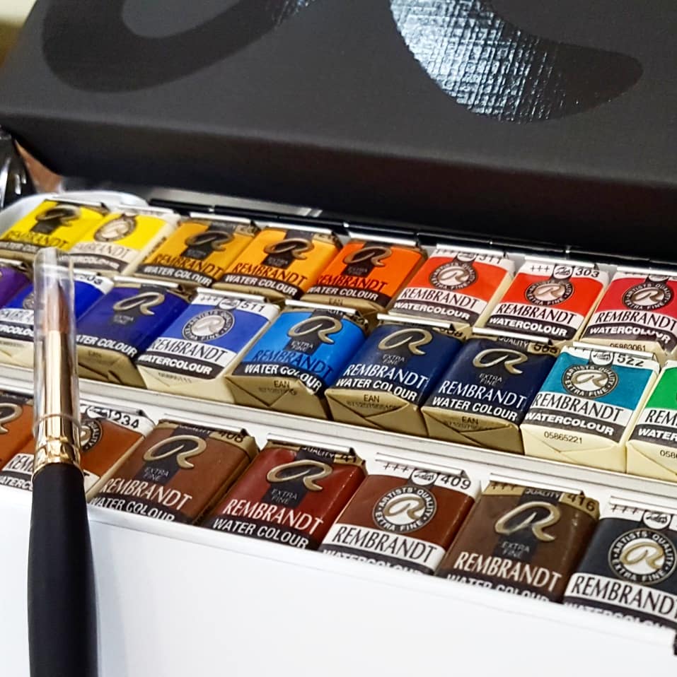 ESTOJO AQUARELA TALENS REMBRANDT 36 HALF PAN METAL BOX + BRU