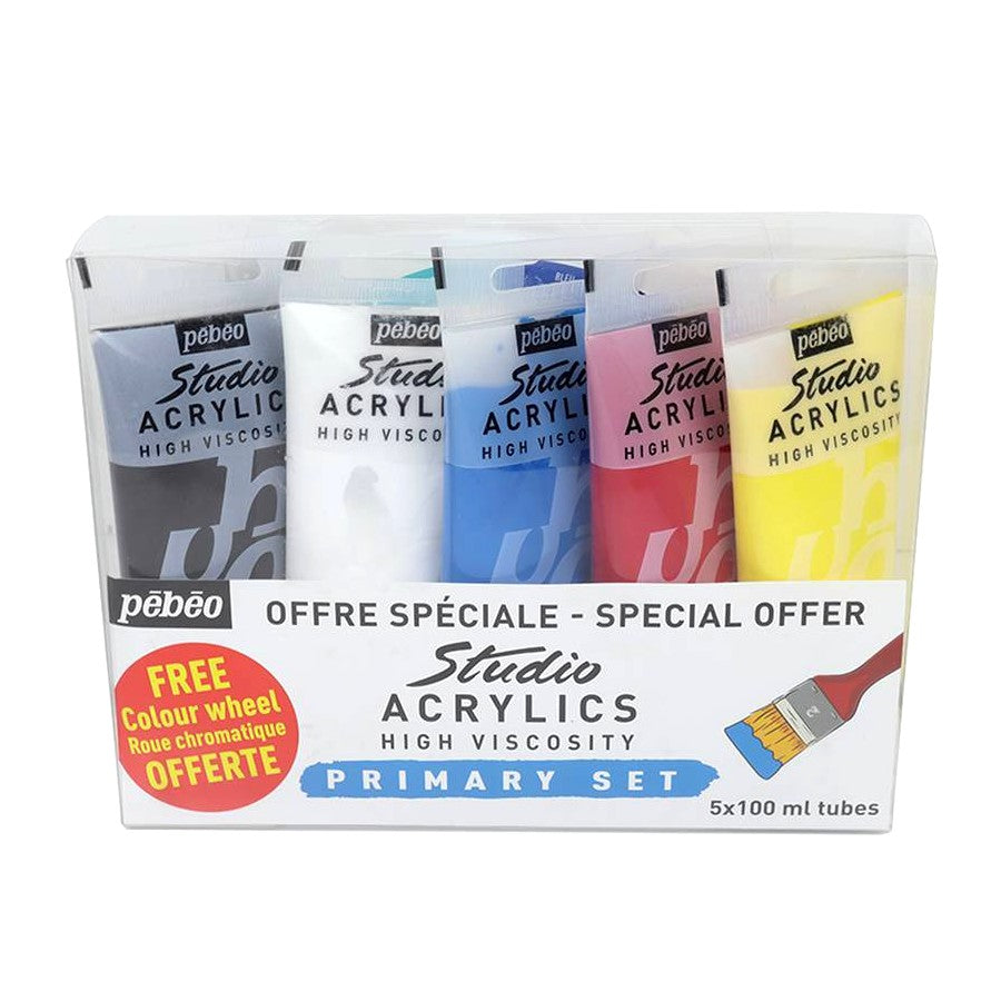 ESTOJO ACRILICA PEBEO HV 05 TUBOS 100ML + DISCO CORES PEBEO