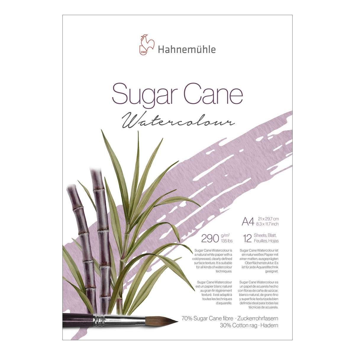BLOCO HAHNEMUHLE SUGAR CANE 290g/m2 A4 GRANA FINA 12FLS