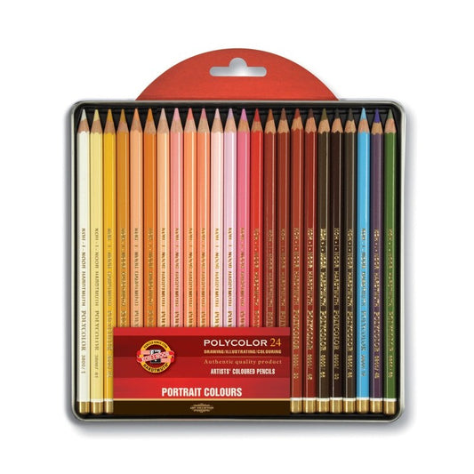 ESTOJO LAPIS COR KOH-I-NOOR POLYCOLOR 24 CORES PORTRAIT 3824R