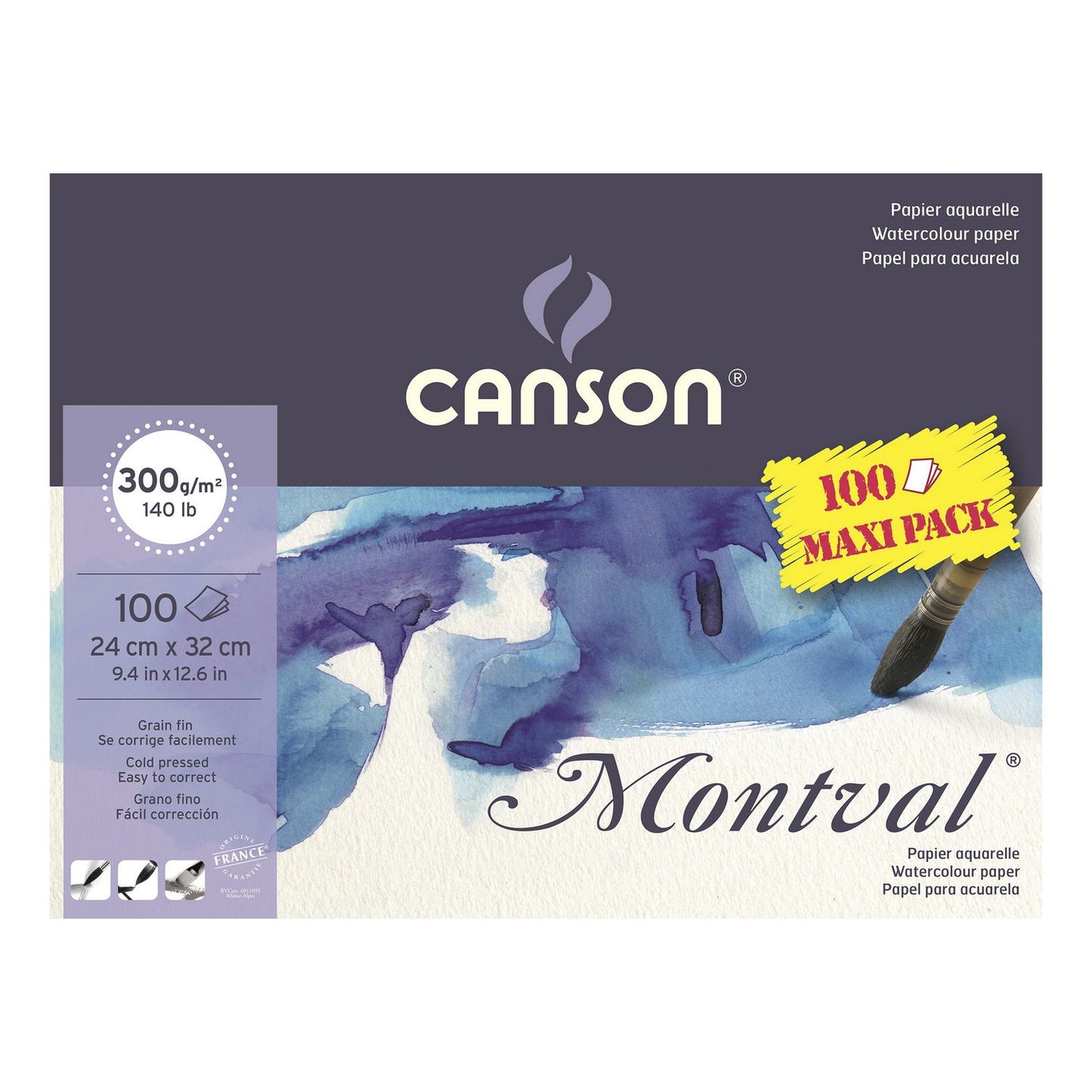 BLOCO CANSON MONTVAL A4+ (24X32) 300G/M2 JUMBO 100FLS MAXI P