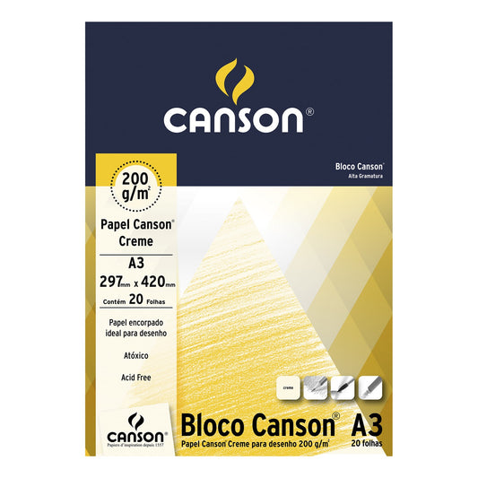 BLOCO CANSON DESSIN A3 CREME 200G/M2