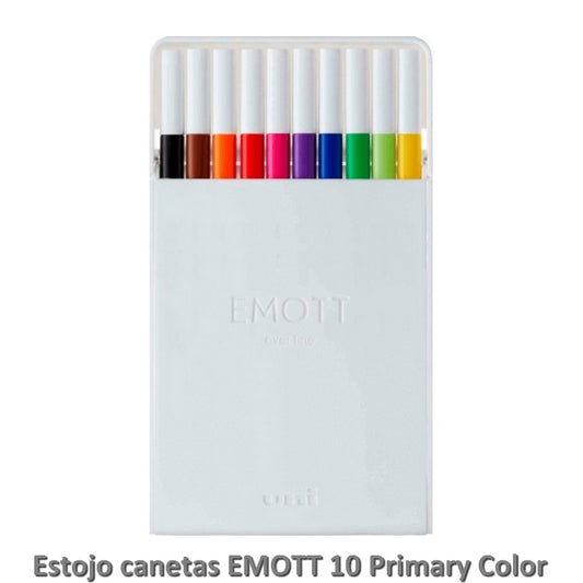 CANETA UNI-BALL EMOTT FINE 0,4MM 10 PRIMARY COLOR