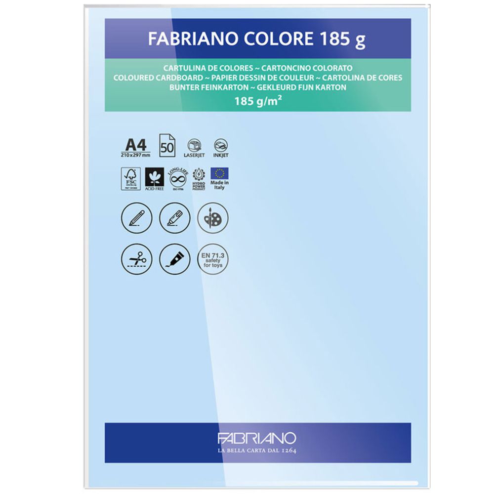 PAPEL FABRIANO COLORE 414 AZUL CIELO A4 185G C/10 UNI