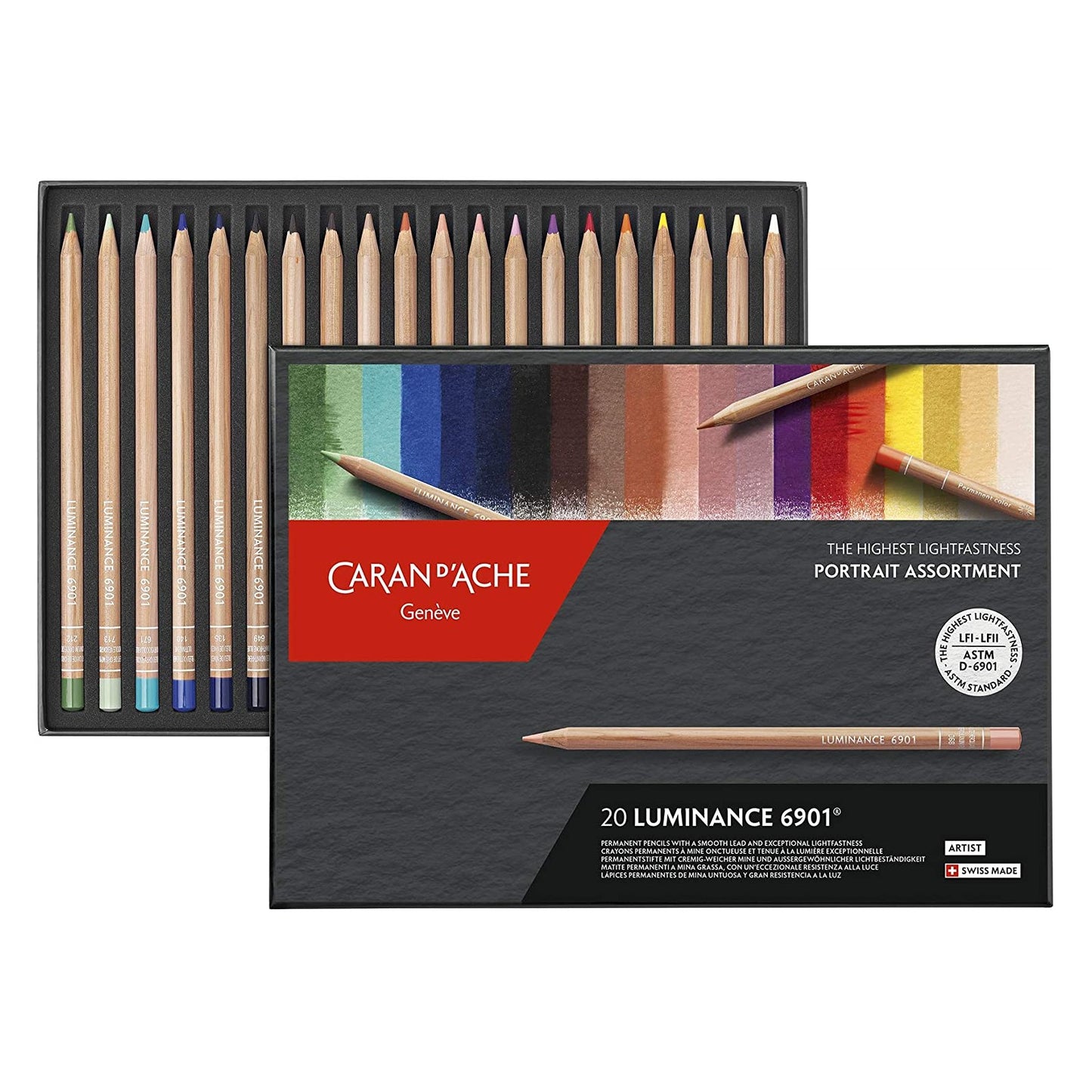 ESTOJO LAPIS COR CARAN D´ACHE LUMINANCE 6901 20 CORES PORTRAIT