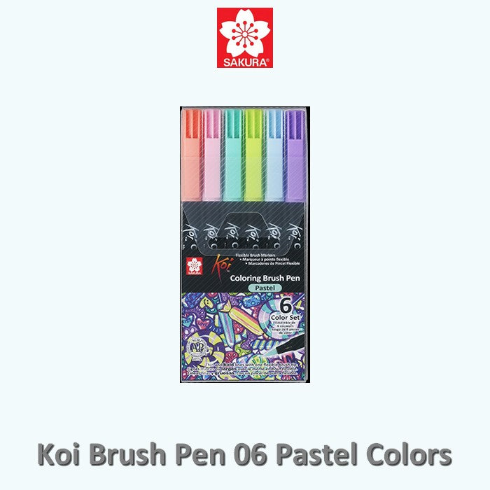 CANETA SAKURA KOI COLORING BRUSH C/ 06 PASTEL COLORS