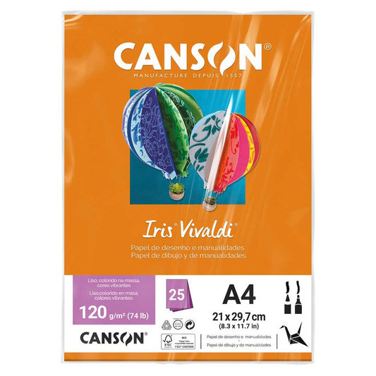 PAPEL CANSON IRIS VIVALDI A4 120G/M2 CENOURA 25FLS