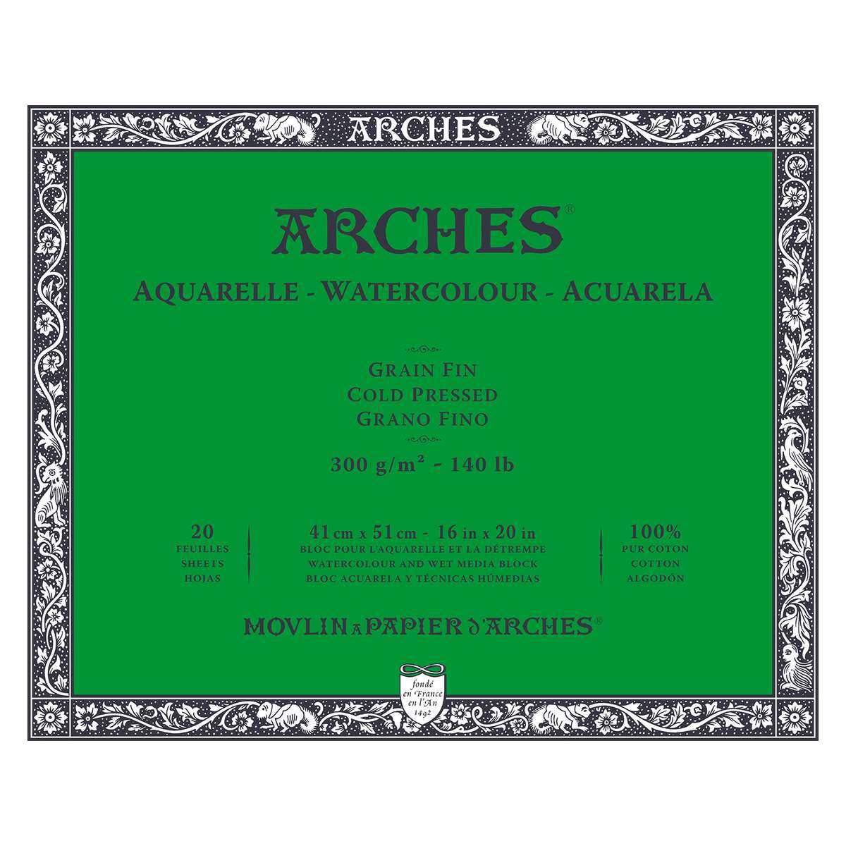 BLOCO ARCHES FIN (COLD PRESS) 300G/M2 41x51 20 FOLHAS