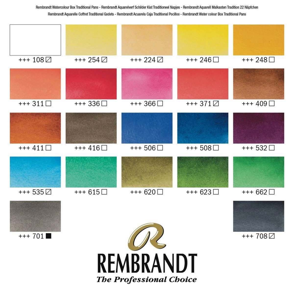 ESTOJO AQUARELA TALENS REMBRANDT 24 HALF PAN WOOD BOX +ACESS