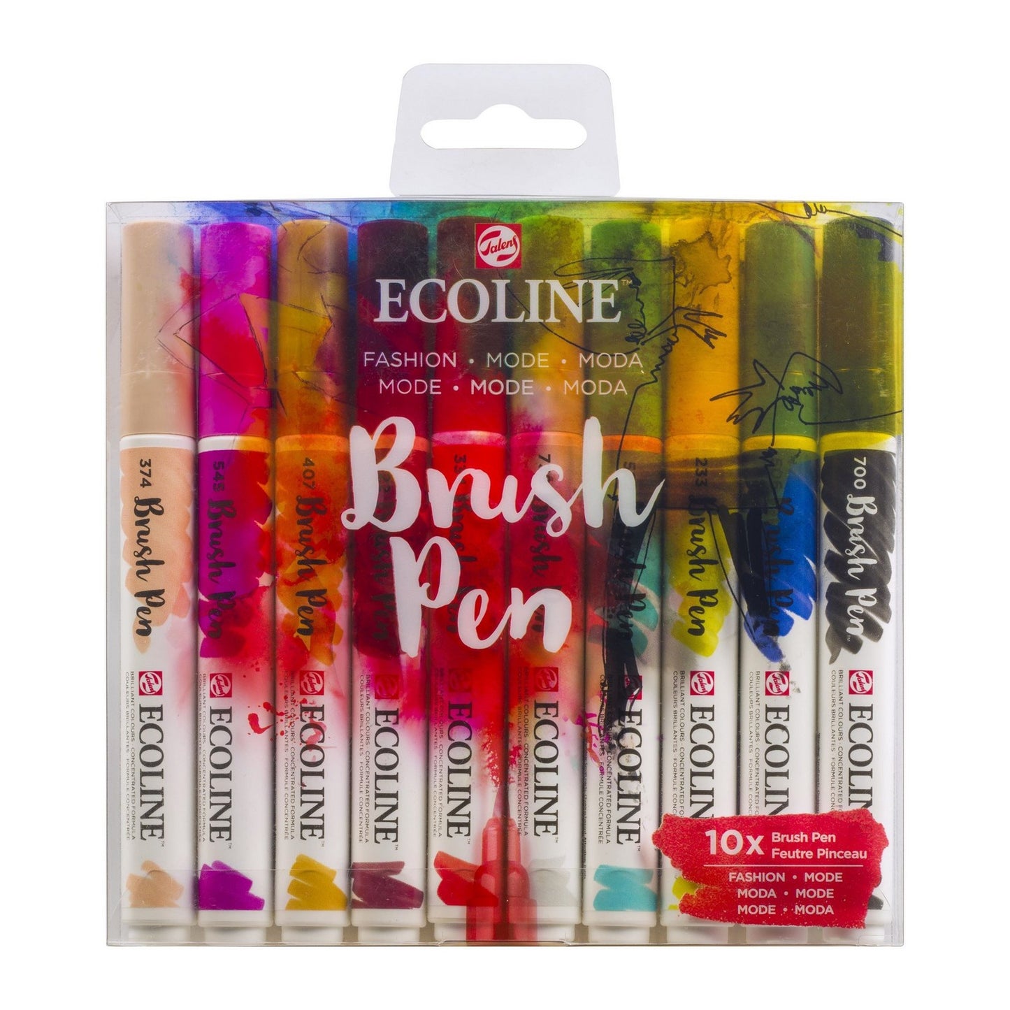 ESTOJO ECOLINE BRUSH PEN C/ 10 CORES MODA TALENS