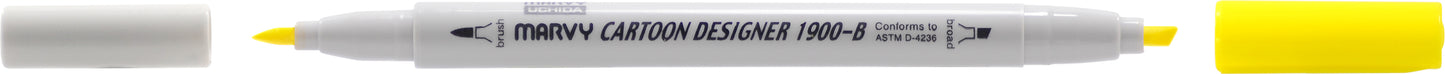 MARCADOR MARVY CARTOON DESIGNER PONTA DUPLA AMARELO LIMAO 22