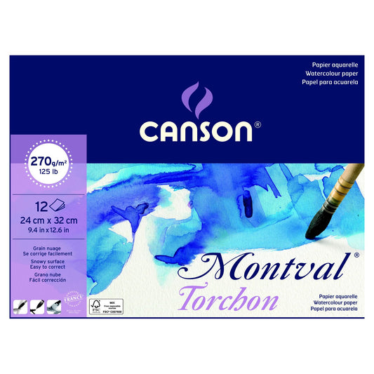BLOCO CANSON MONTVAL A4 TORCHON 270g/m2 12 FOLHAS