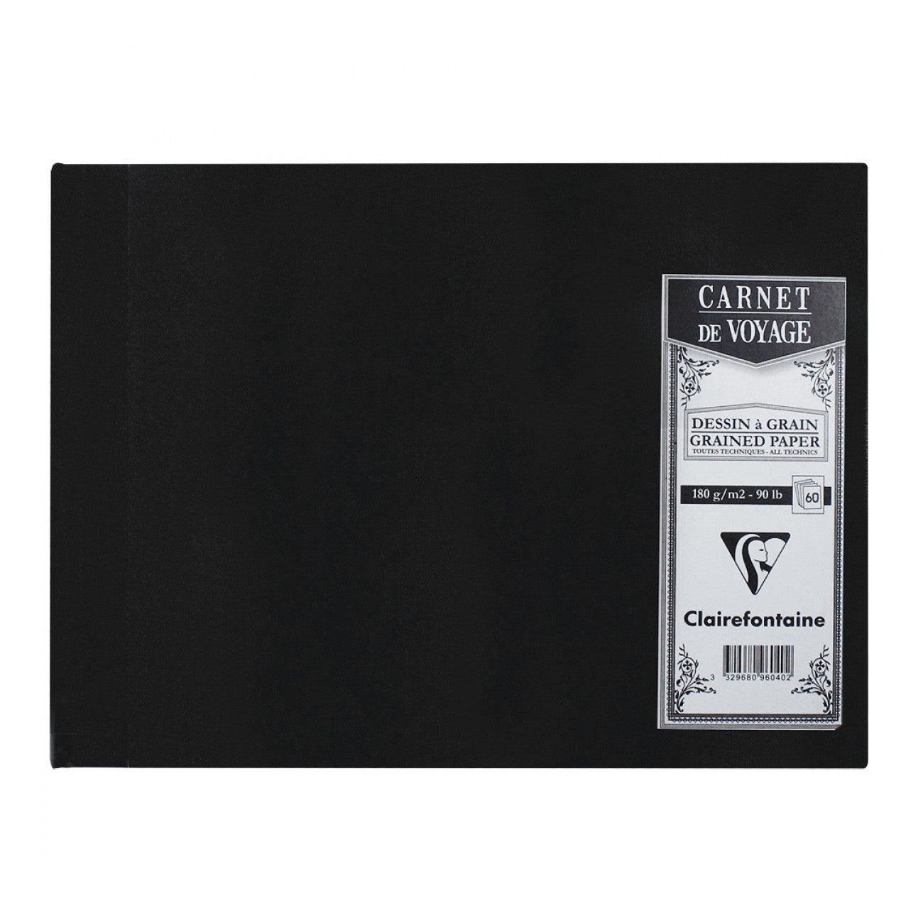 BLOCO CLAIREFONTAINE CARNET VOYAGE A5 180g DESSIN 60FLS BLAC