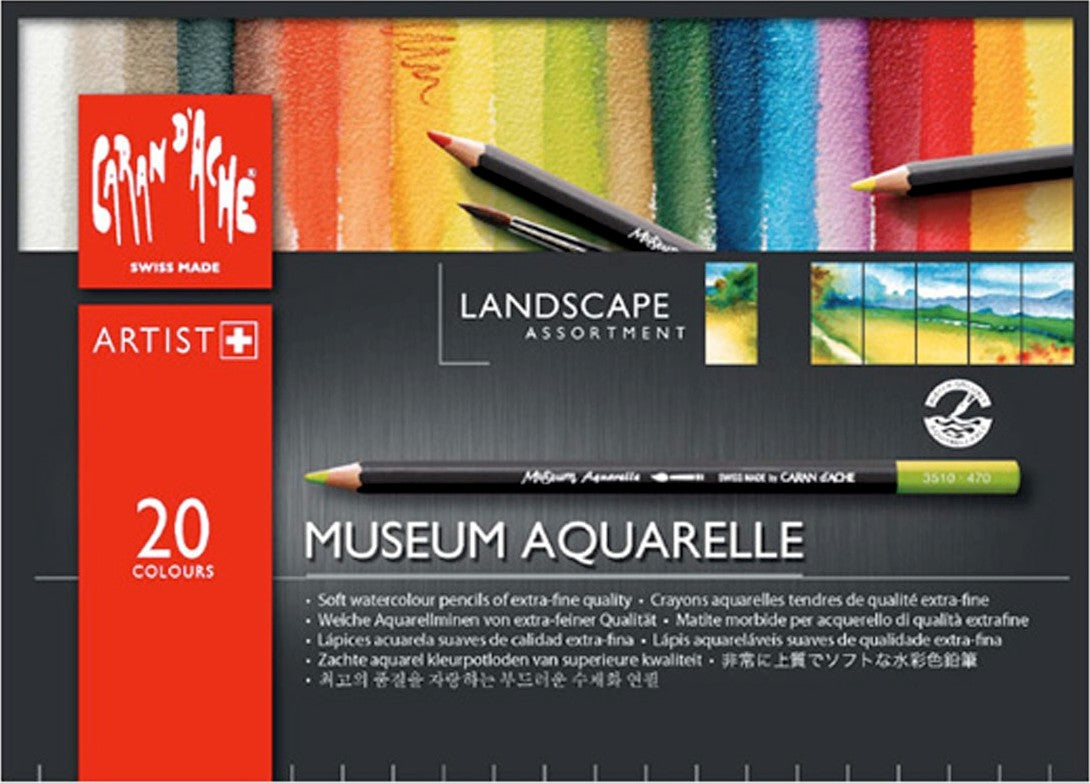 ESTOJO LAPIS AQUARELAVEL CARAN D´ACHE MUSEUM 20 CORES LANDSCAPE