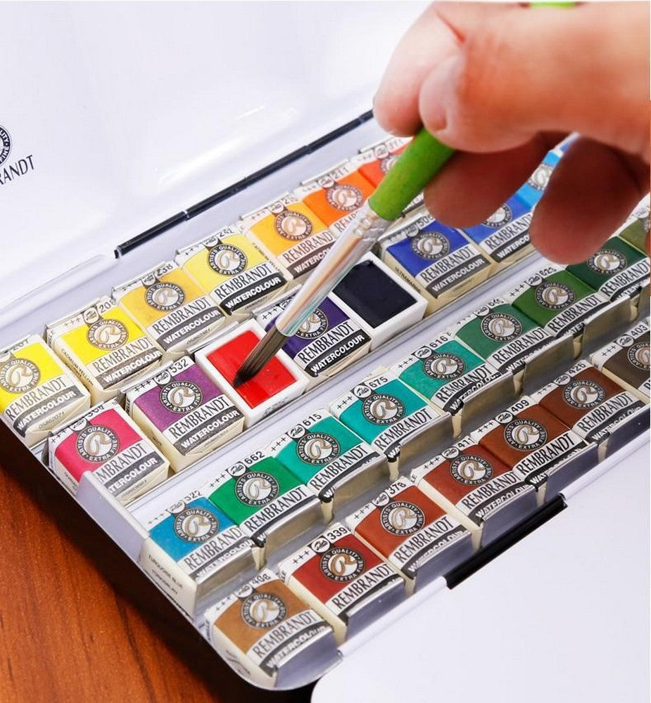 ESTOJO AQUARELA TALENS REMBRANDT 48 HALF PAN METAL BOX + BRU