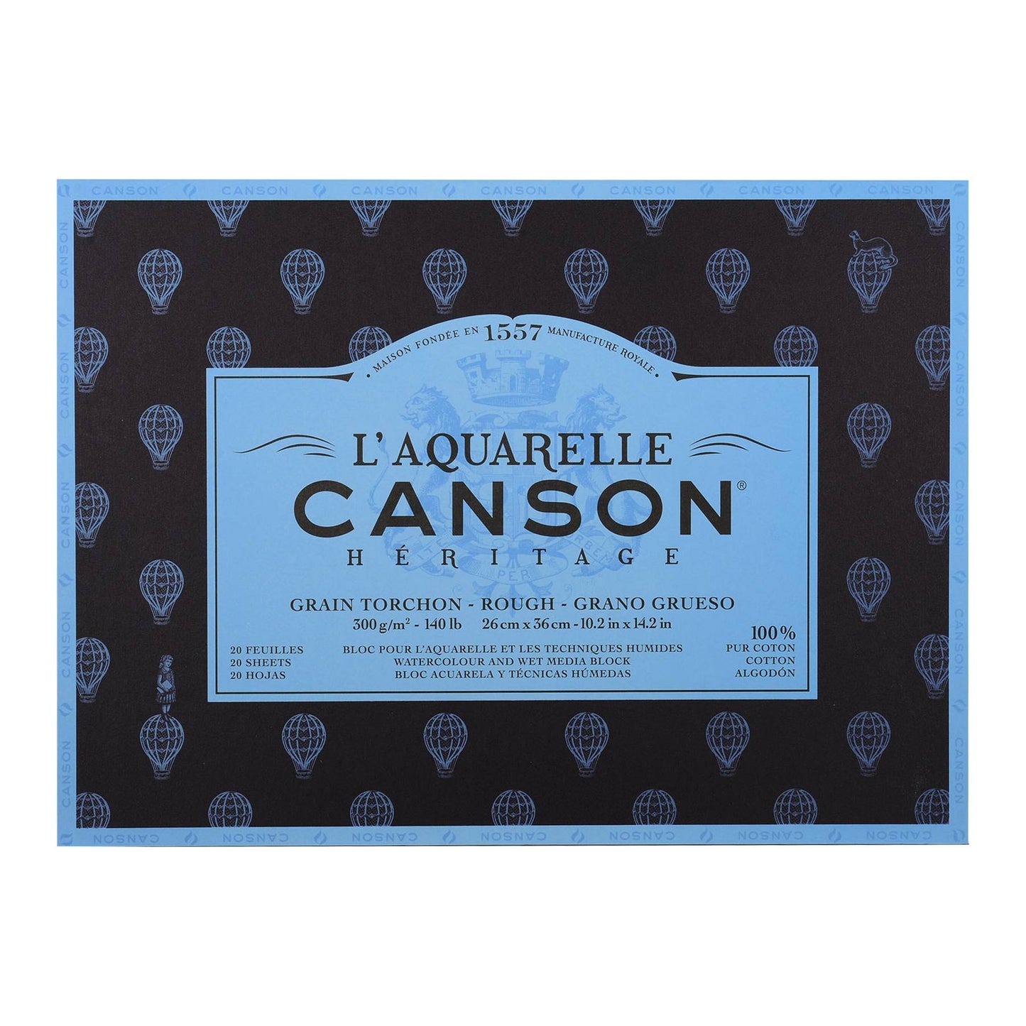 BLOCO CANSON HERITAGE GRANA GROSSA 300g/m2 26x36 100%COT 20F