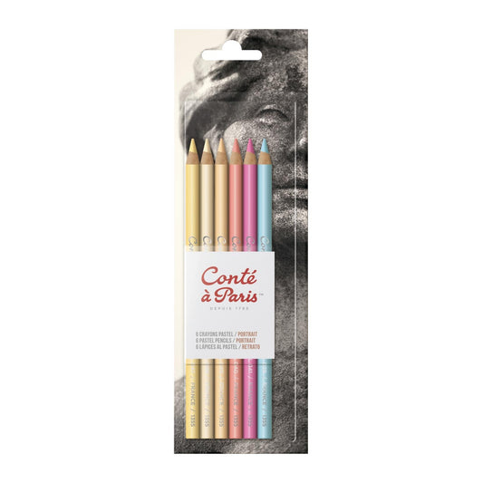 ESTOJO LAPIS PASTEL CONTE 06 UNIDADES PORTRAIT 50112