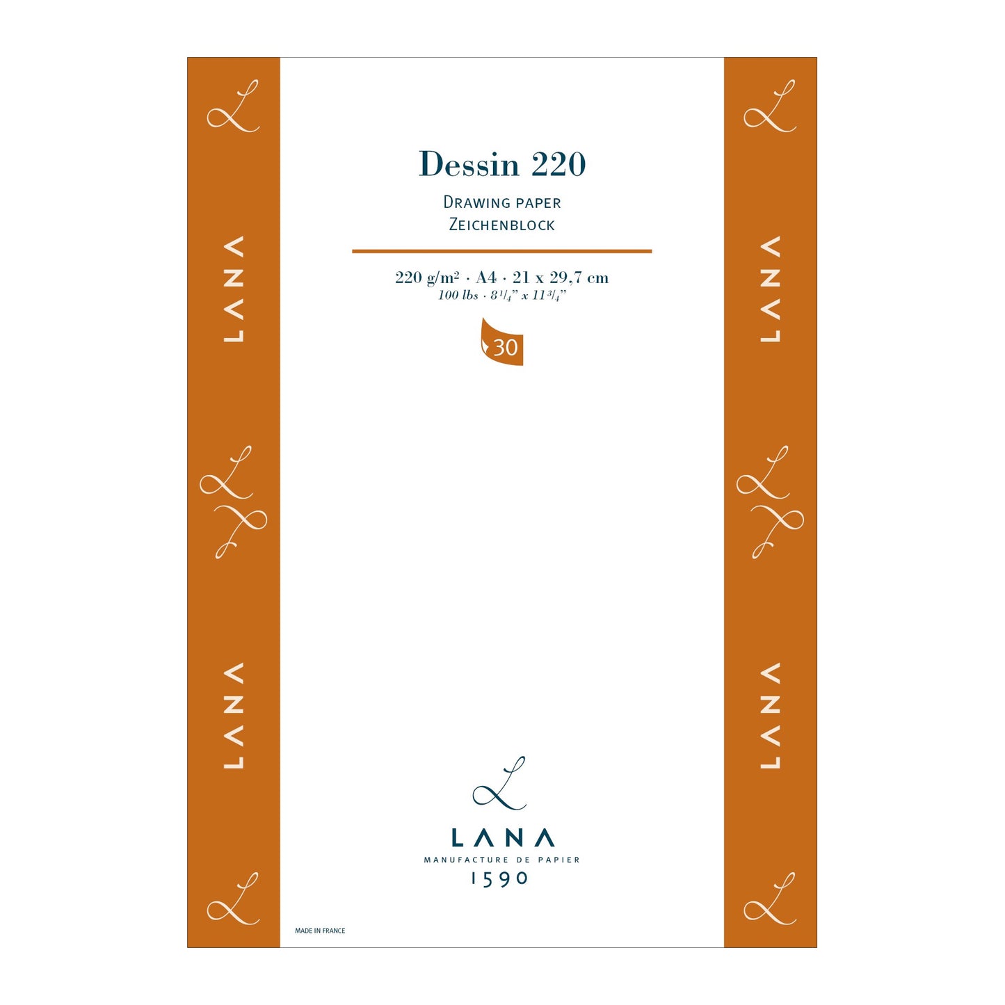 BLOCO LANA DESSIN A4 220g/m2 30 FOLHAS