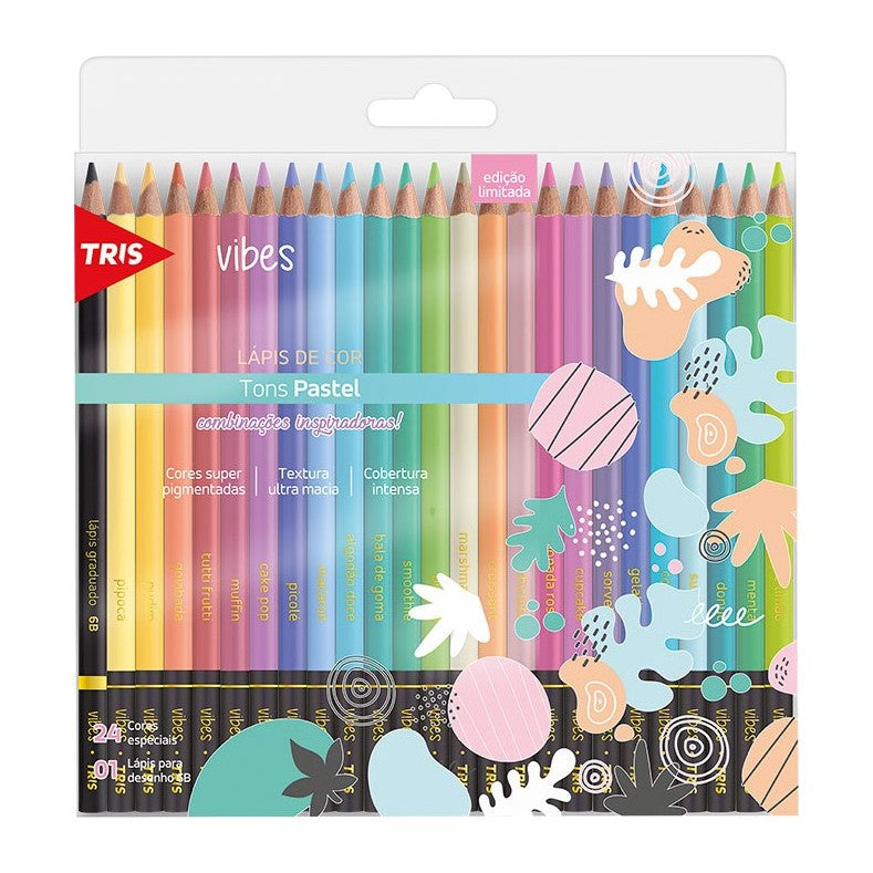 LAPIS COR TRIS VIBES 24 TONS PASTEL