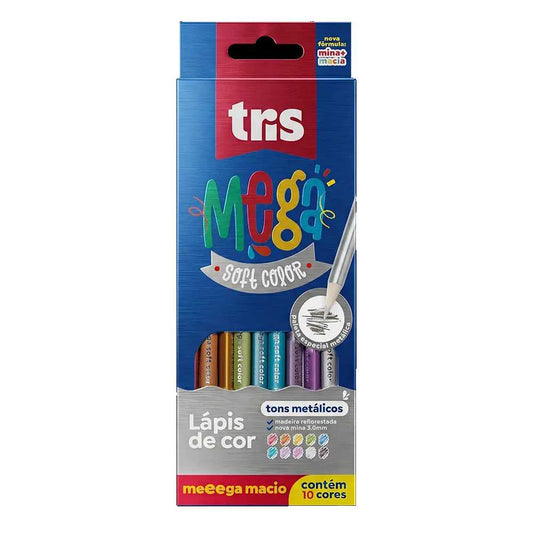 LAPIS COR TRIS MEGA SOFT 10 TONS METALICOS