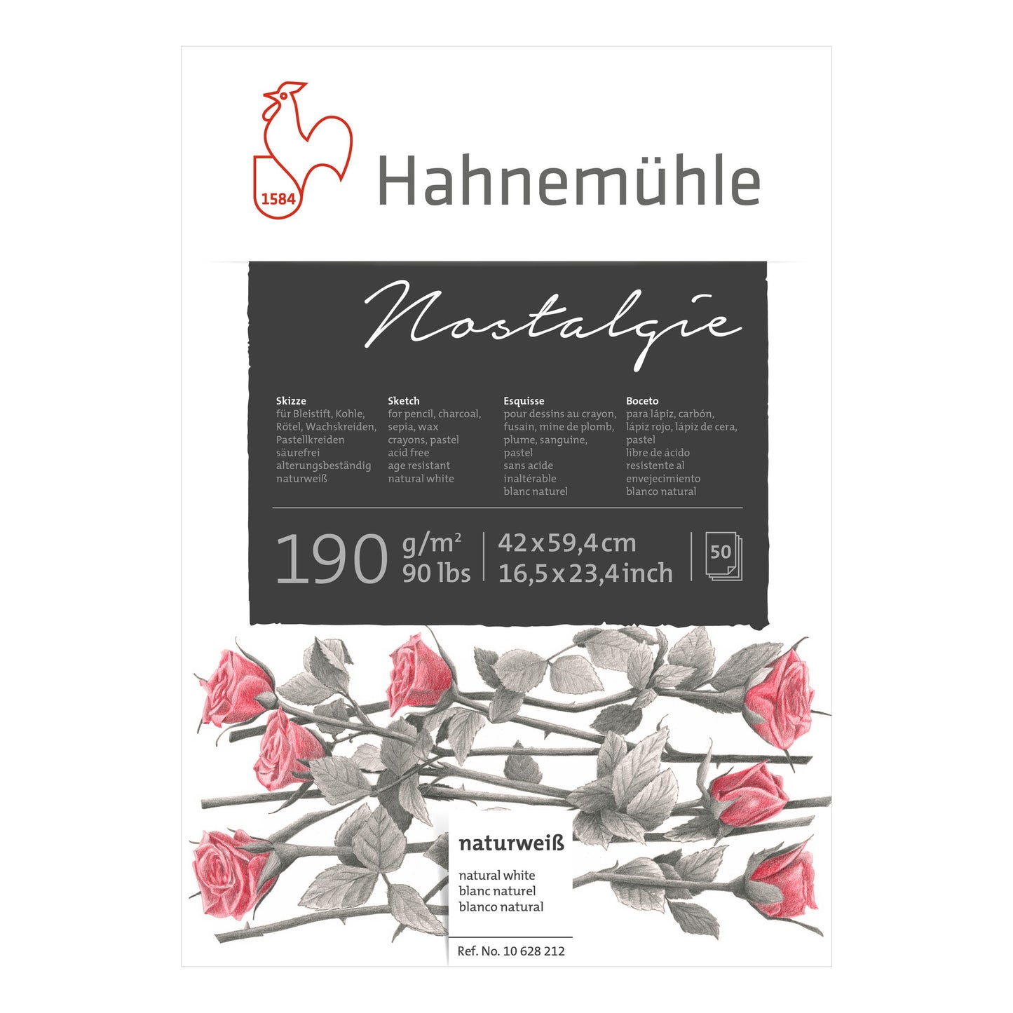 BLOCO HAHNEMUHLE NOSTALGIE A2 190g/m2 50 FOLHAS