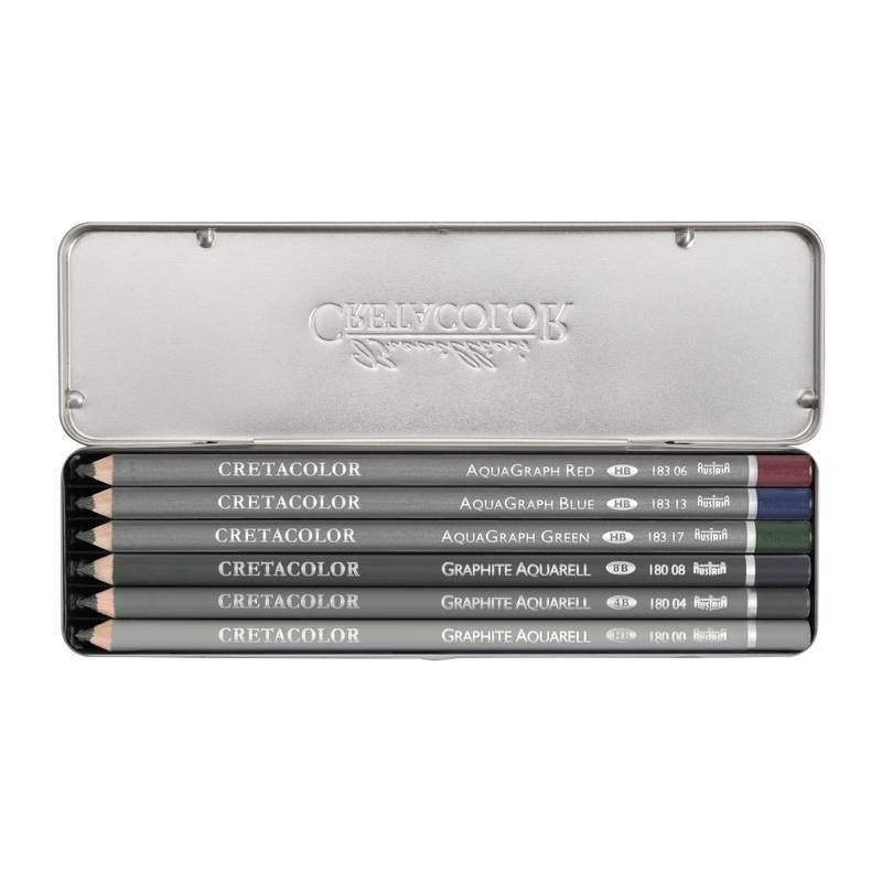 ESTOJO LAPIS GRAFITE AQUARELAVEL CRETACOLOR GRAPHITE POCKET 06 PECAS