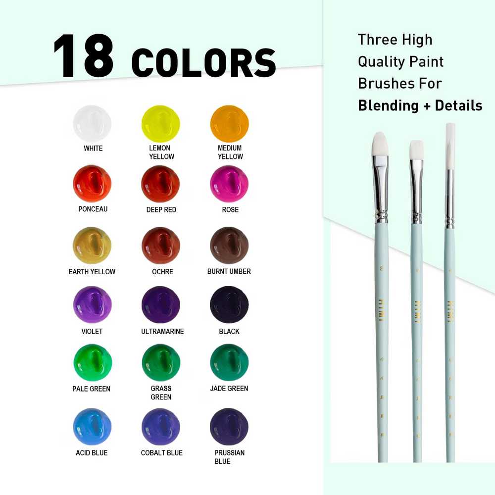 ESTOJO GOUACHE HIMI 18 CORES 30ML + 3 PINCEIS ESTOJO VERDE TST150