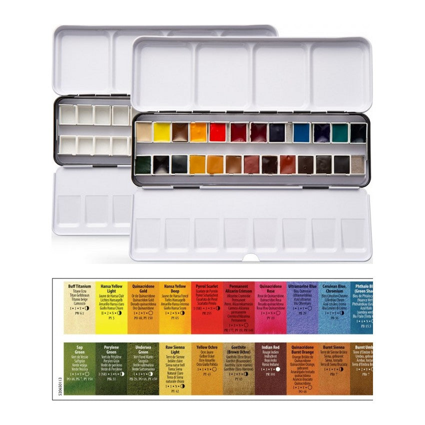 ESTOJO AQUARELA DANIEL SMITH 24 HALF PAN + 01 ESTOJO METAL VAZIO