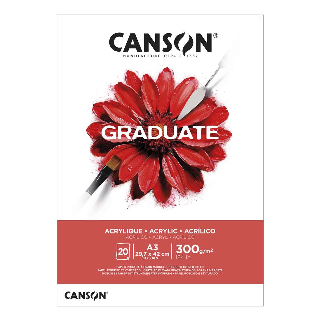 BLOCO CANSON GRADUATE ACRILICO A3 300G 20FL