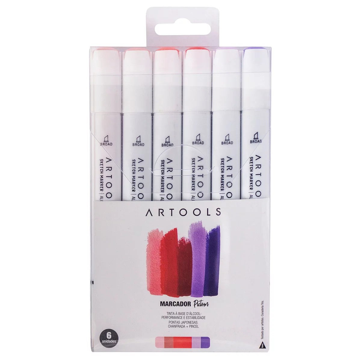 ESTOJO MARCADOR ARTOOLS PICTOM DUPLO C/ 06 VERMELHOS