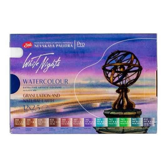 ESTOJO AQUARELA WHITE NIGHTS 12 PANS TONS GRANULADOS "TONS DA TERRA" 2244