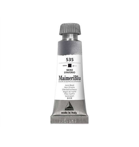 AQUARELA MAIMERIBLU ARTISTS 535 IVORY BLACK 12ML S1