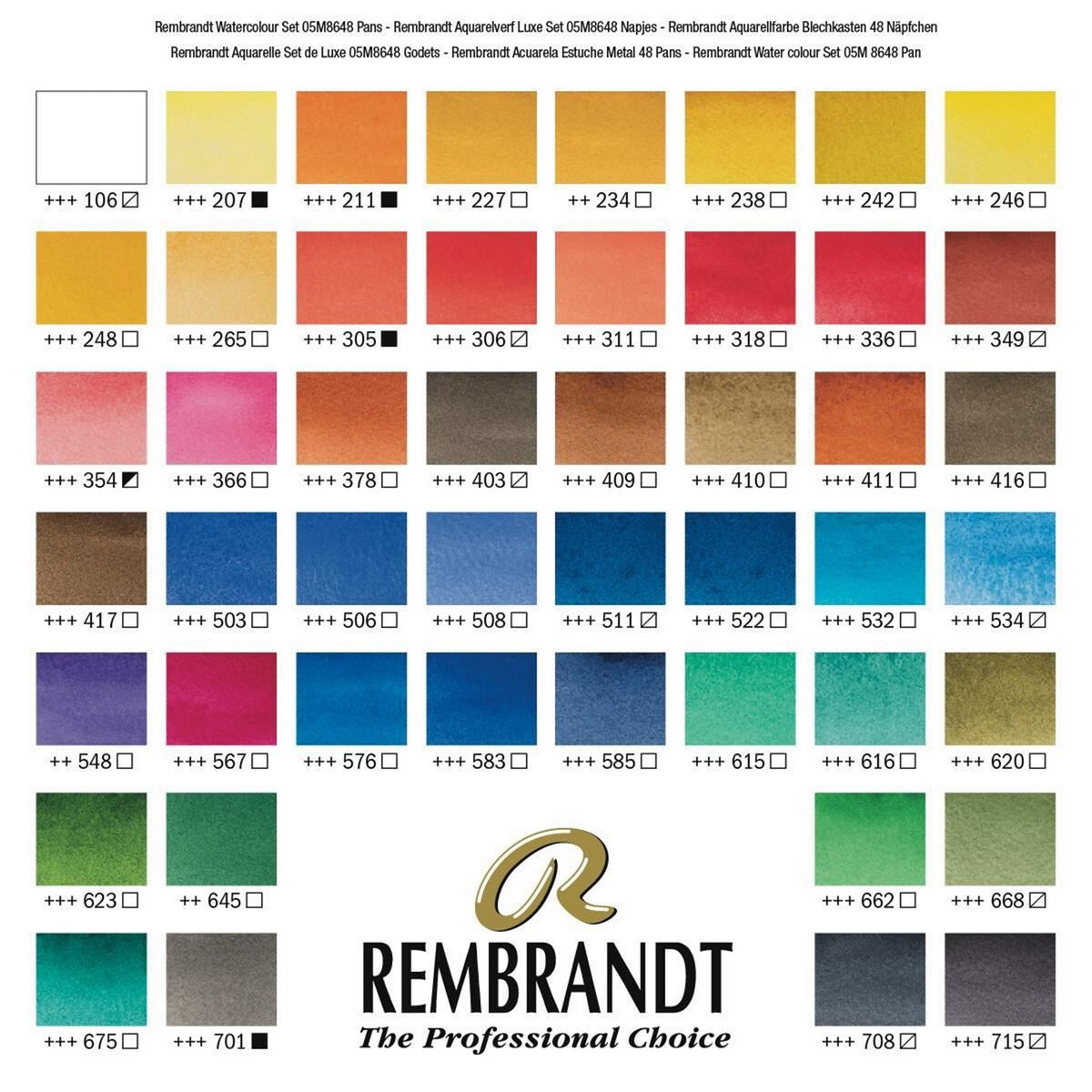 ESTOJO AQUARELA TALENS REMBRANDT 48 HALF PAN METAL BOX + BRU