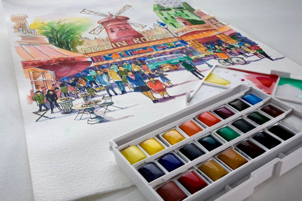 ESTOJO AQUARELA LEFRANC BOURGEOIS FINE 24 HALF PAN