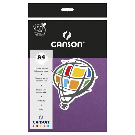 PAPEL CANSON COLOR 180G/M2 VIOLETA A4