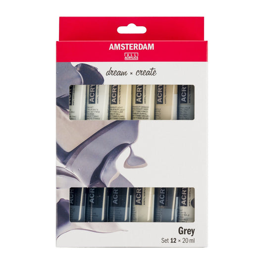 ESTOJO ACRILICA TALENS AMSTERDAM 20ML 12 CORES CINZAS